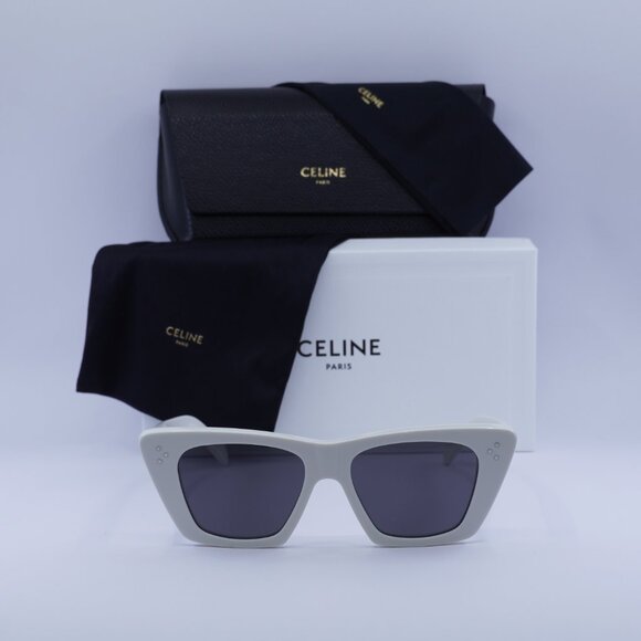 Celine CL40187I 25A Cat Eye Sunglasses - White/Dark Grey - Picture 3 of 12